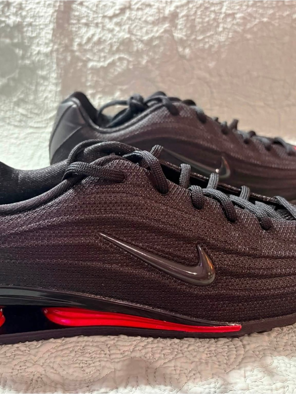 Women’s Black Athletic Sneakers with Red Air Accent